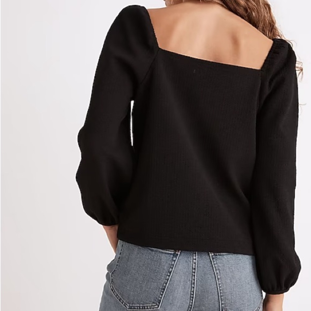 Madewell Crepe Square-Neck Puff-Sleeve Top - Picture 4 of 9